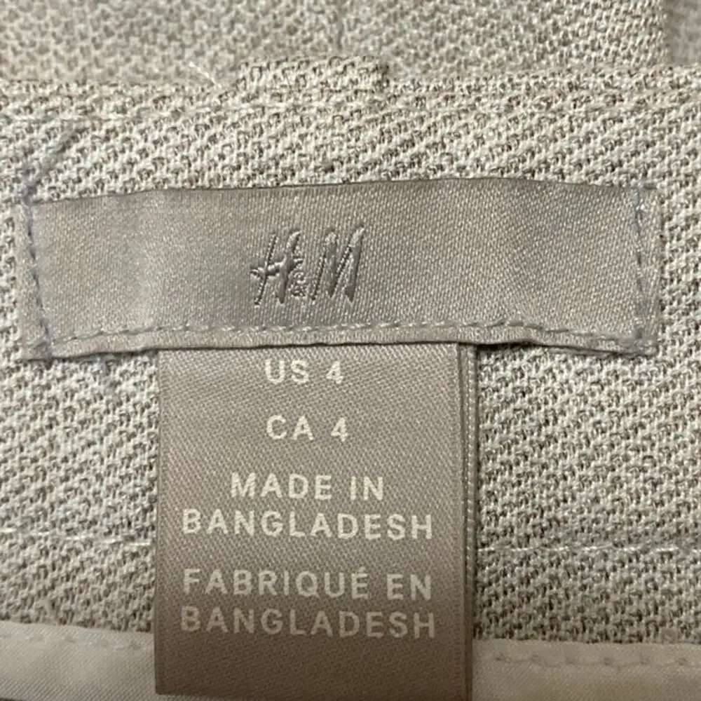 H&M Women's Gray High Waisted Slim Straight Leg Trousers Dress Pants Size 4